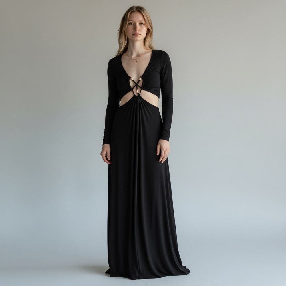 Asos Elegant Black Long Sleeve Dress size 4